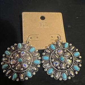 ICON Silver and Blue Statement Earrings